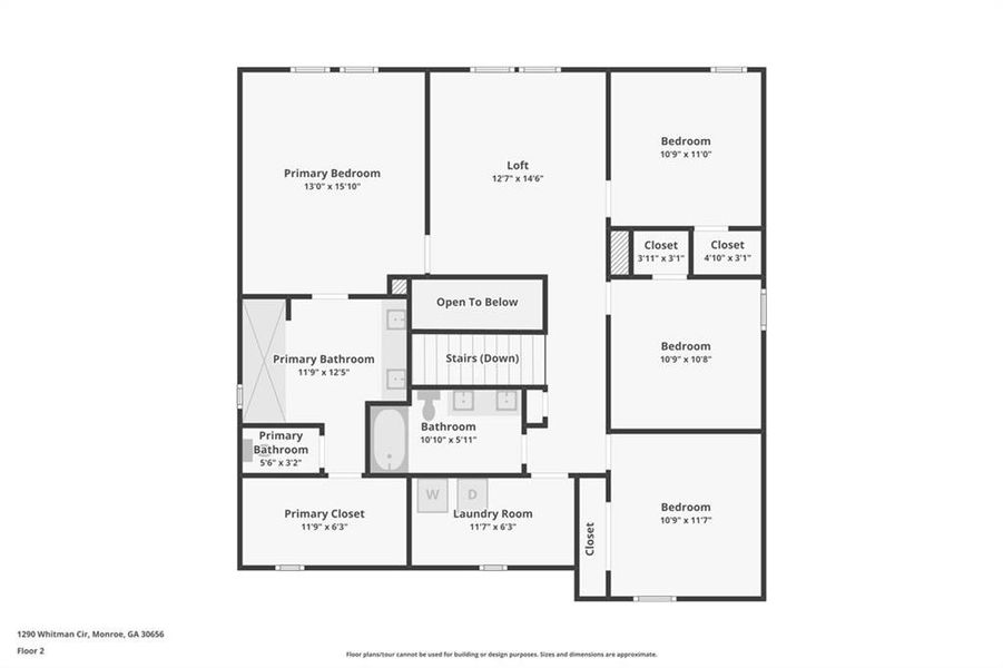 2D floor plan layout of this home in River Pointe, Monroe, GA (Image 6).