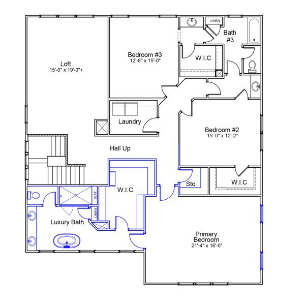2D floor plan layout of this home in Scotts Hill Village, Wilmington, NC (Image 4).