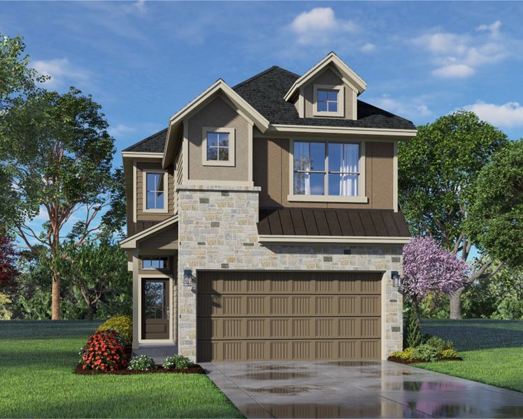 Front exterior of a new home in Bridgeland, Cypress, TX, highlighting curb appeal (Image 26).