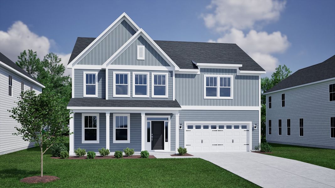 Representative exterior photo of a completed home built from the Roland II - Vanguard Collection by Mungo Homes in Porter Ridge, Elgin, SC (Image 10).