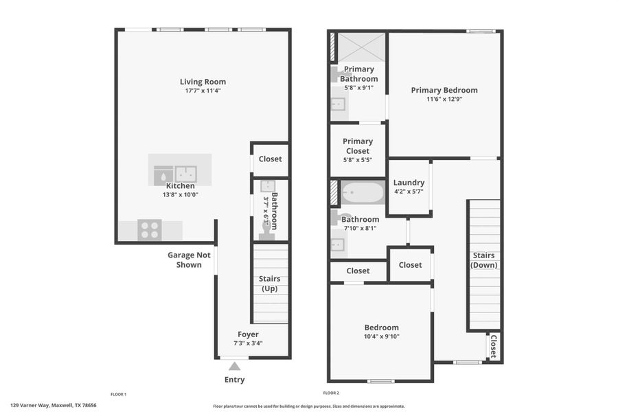 2D floor plan layout of this home in Bollinger, Maxwell, TX (Image 3).