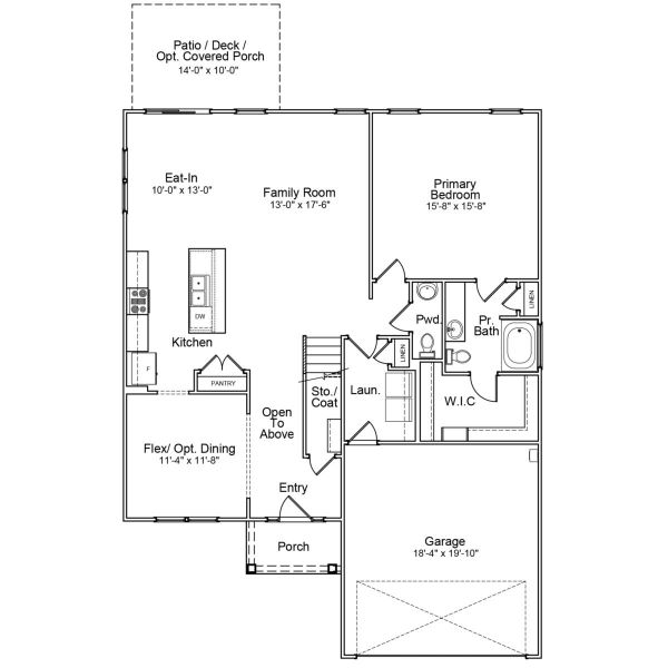 2D floor plan layout for the Nantahala II - Vanguard Collection by Mungo Homes in Sweetbrier, Durham, NC (Image 4).