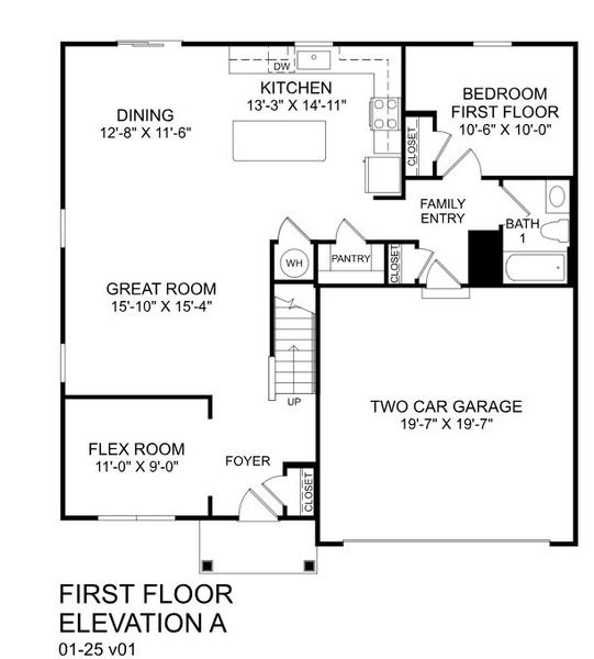 2D floor plan layout for the Hazel by Ryan Homes in Coopers Mill, Westminster, SC (Image 3).