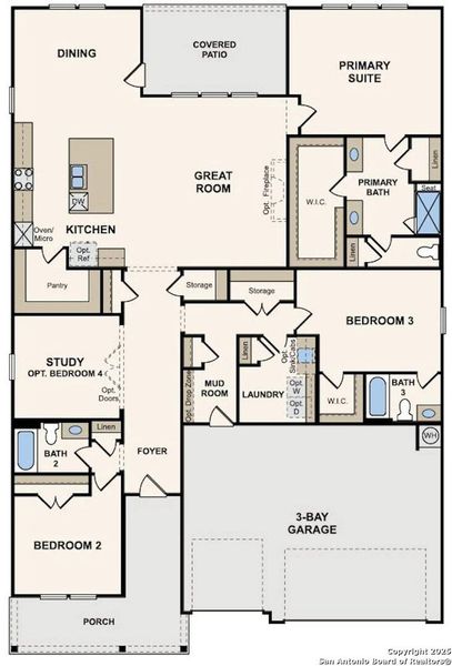 2D floor plan layout of this home in Homestead, Schertz, TX (Image 4).