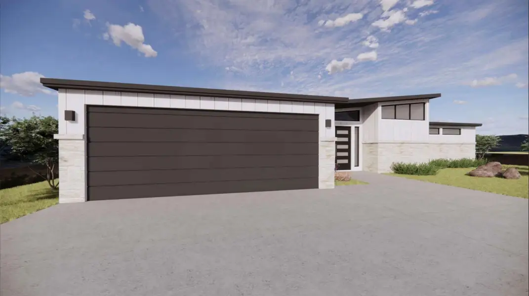RENDERING - Garage with driveway