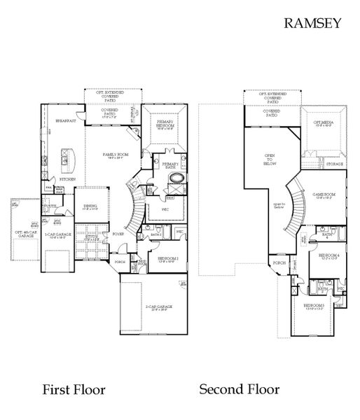 2D floor plan layout for the Ramsey by Windsor Homes in Estates at Rockhill, Frisco, TX (Image 7).