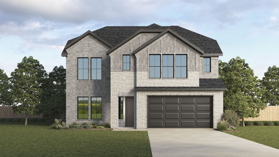 Representative exterior photo of a completed home built from the SIERRA by D.R. Horton in Clearview Ranch, Royse City, TX (Image 1). Representative exterior photo of a completed home built from the SIERRA by D.R. Horton in Clearview Ranch, Royse City, TX (Image 1).