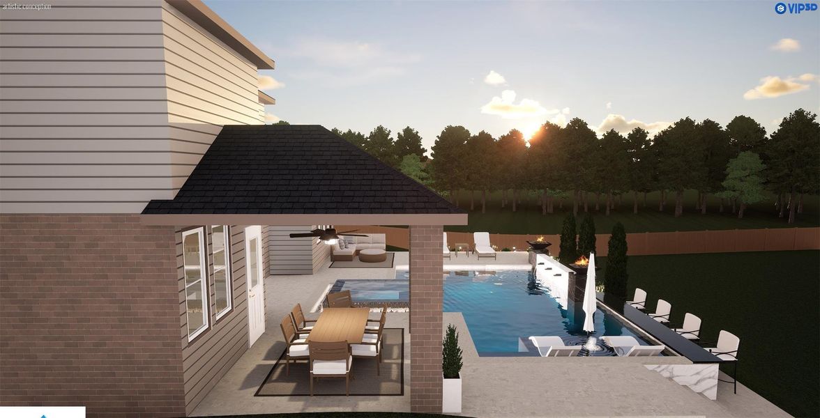 Buyer(s) to independently verify that the lot will fit the pool they would like to have. Picture is for illustration only and is a Pool Rendering.  There is No Pool in this backyard.