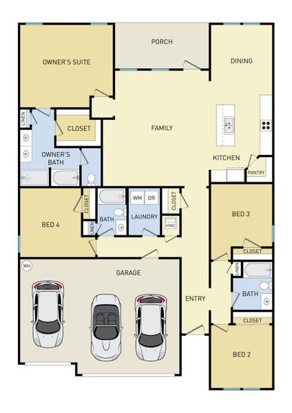2D floor plan layout of this home in Southern Charm, Crestview, FL (Image 4). 2D floor plan layout of this home in Southern Charm, Crestview, FL (Image 4).