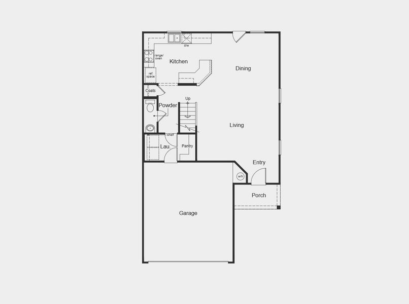 2D floor plan layout for the 1907 by KB Home in Sunset Oaks, Maxwell, TX (Image 3).