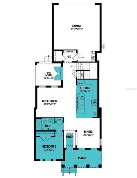 2D floor plan layout of this home in Celebration - Island Village, Celebration, FL (Image 4).