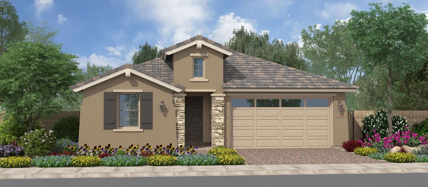 Front exterior of a home in the Silverado at Enclave community, located in Litchfield Park, AZ (Image 7).