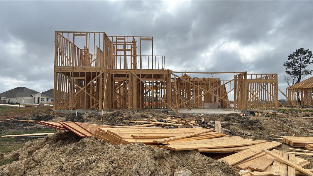 In-progress construction of a new home in Grand Oaks, Mont Belvieu, TX (Image 4).