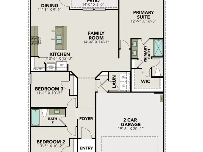 2D floor plan layout of this home in Comanche Ridge, San Antonio, TX (Image 3).