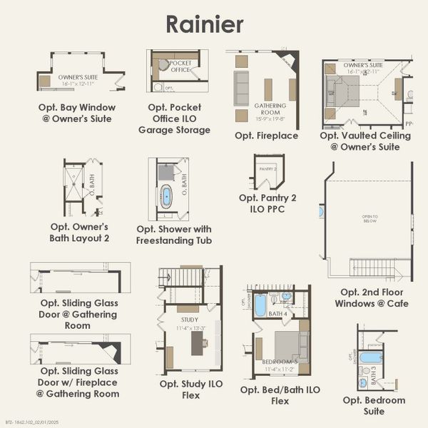 2D floor plan layout for the Rainier by Pulte Homes in Parks of Village Creek, Burleson, TX (Image 5).