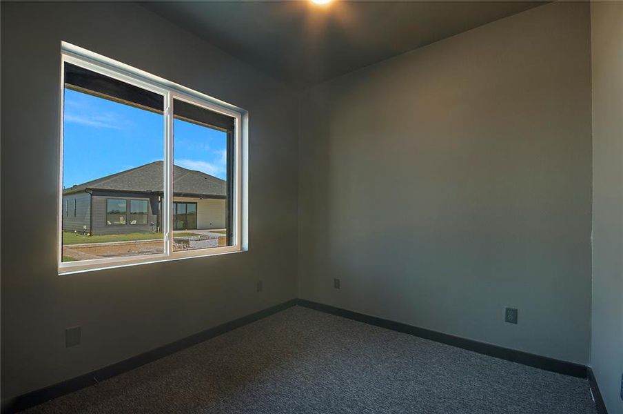 Carpeted spare room with baseboards Carpeted spare room with baseboards