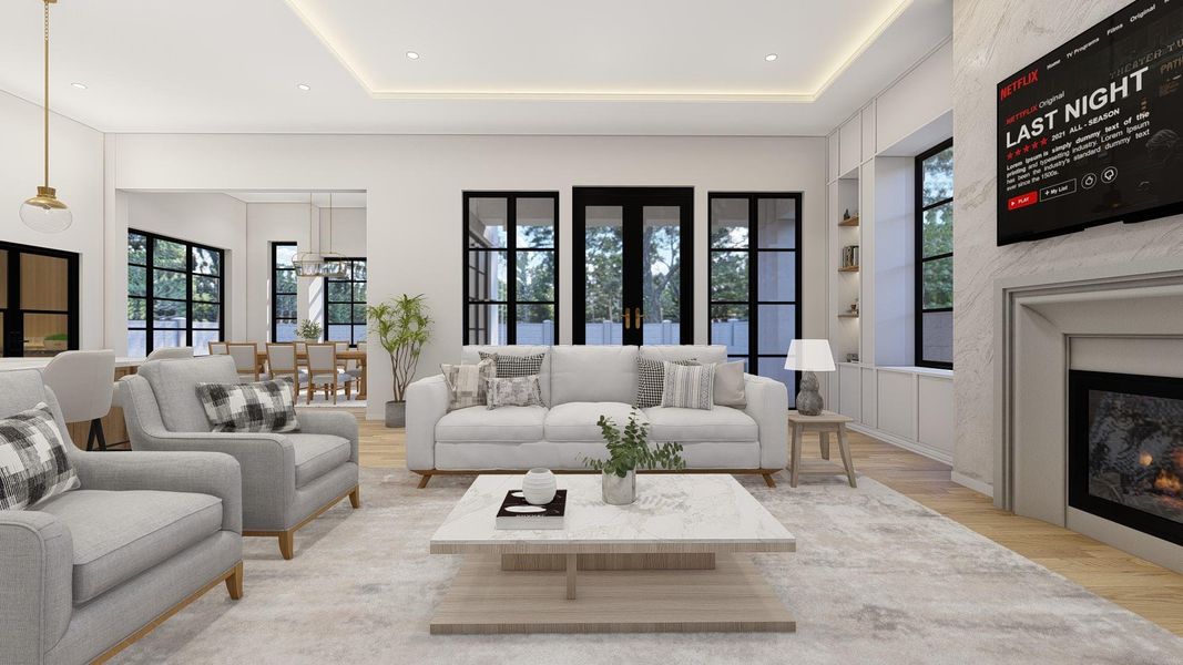 Large Living room with tons of natural light. This is a Rendering, final product may very Large Living room with tons of natural light. This is a Rendering, final product may very