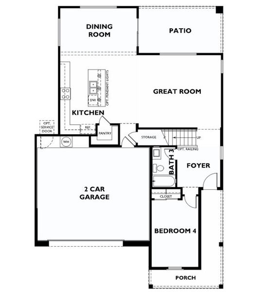 2D floor plan layout of this home in Acclaim at Jorde Farms, Queen Creek, AZ (Image 4).