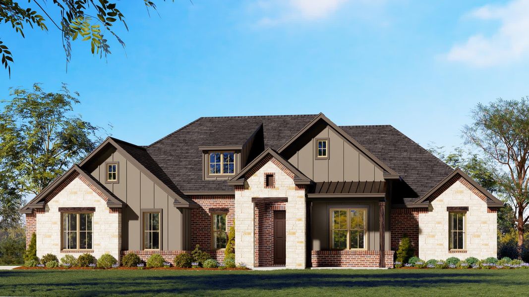 Elevation C with Stone | Concept 2623 at The Meadows in Gunter, TX by Landsea Homes