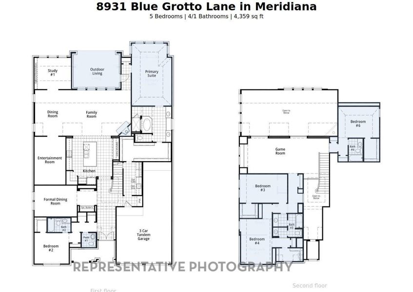 2D floor plan layout of this home in Meridiana: 65ft. lots, Manvel, TX (Image 3).