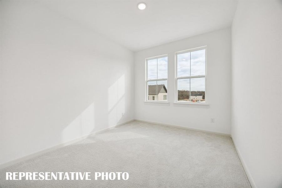 You'll find nicely sized secondary bedrooms in our Emmeline plan.  REPRESENTATIVE PHOTO