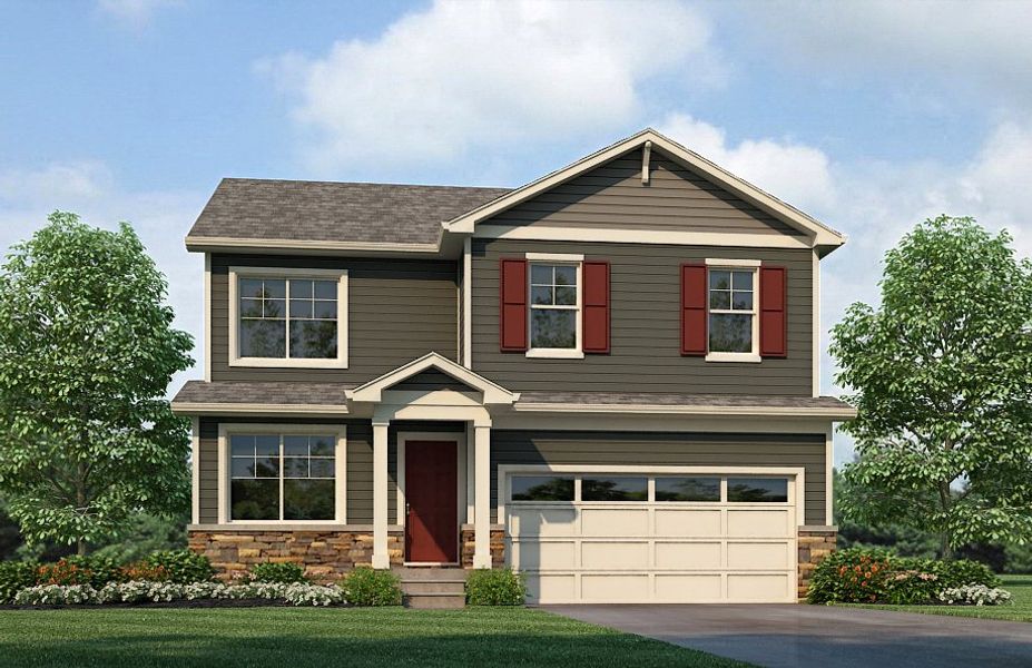 Front exterior of a new home in Fossil Creek Ranch, Windsor, CO, highlighting curb appeal (Image 2).