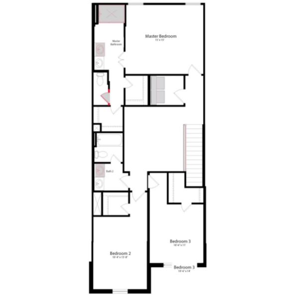 2D floor plan layout of this home in Heartland Townhomes, Heartland, TX (Image 4).