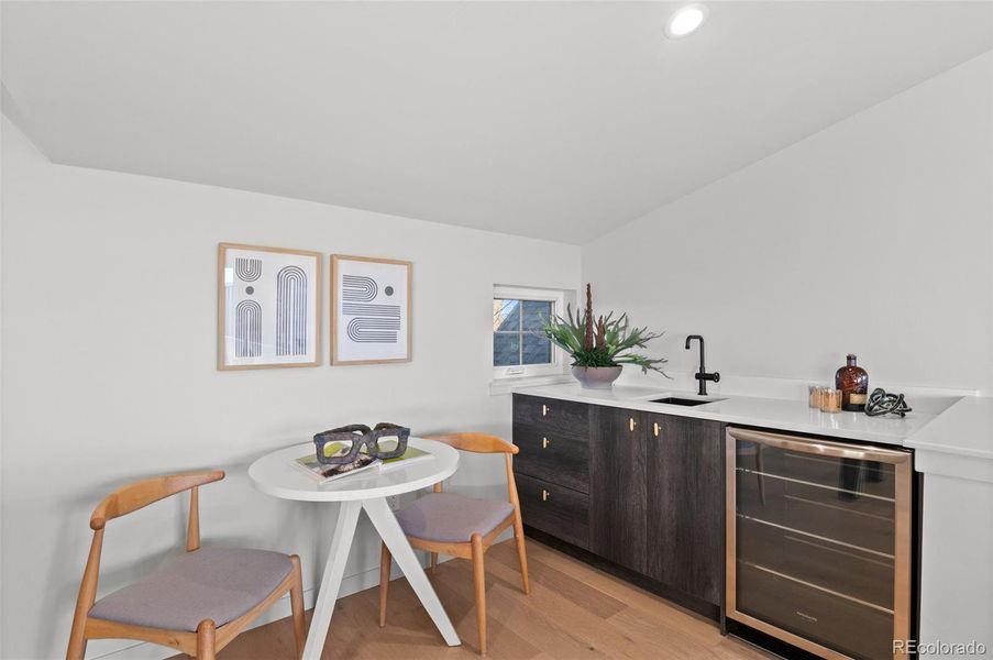 3rd floor wet bar with wine fridge