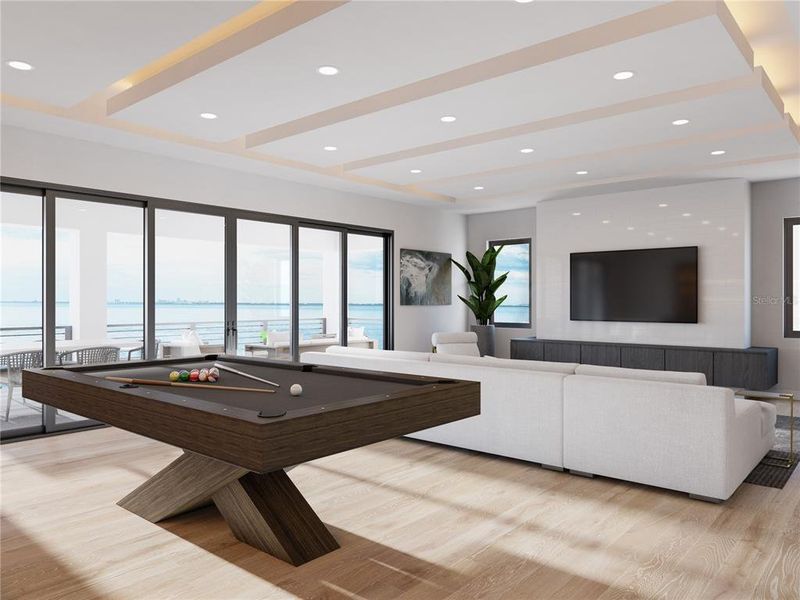 Flex space with 5 cloud ceiling feature-Staged Flex space with 5 cloud ceiling feature-Staged