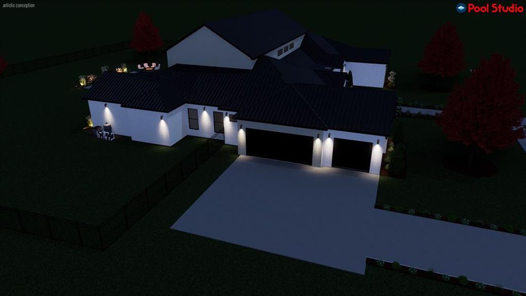 View of front of home featuring concrete driveway and an attached garage