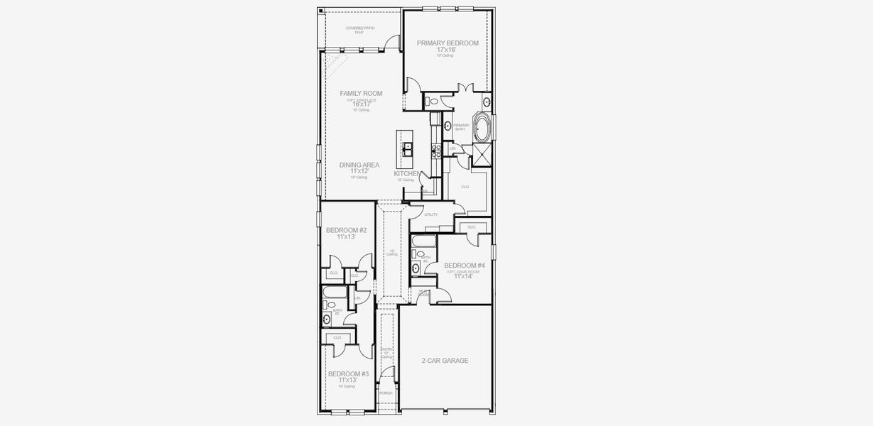 2D floor plan layout for the 2180W by Perry Homes in Veramendi, New Braunfels, TX (Image 3).