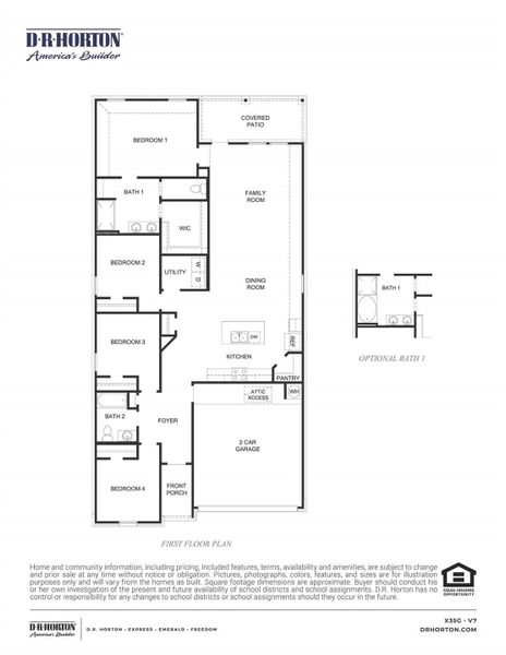 2D floor plan layout of this home in Watermark, Alvin, TX (Image 2).