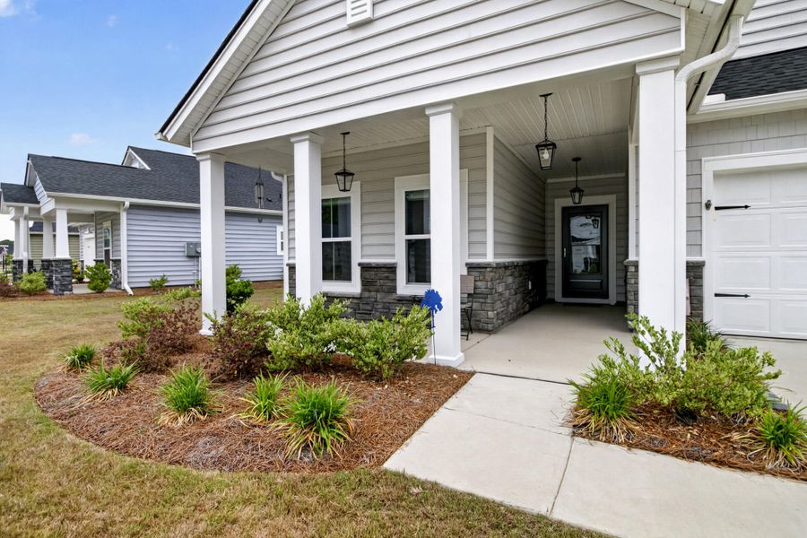 Exterior details and patio area of a home in Horizons at Summers Corner | 55+, Summerville (Image 20).