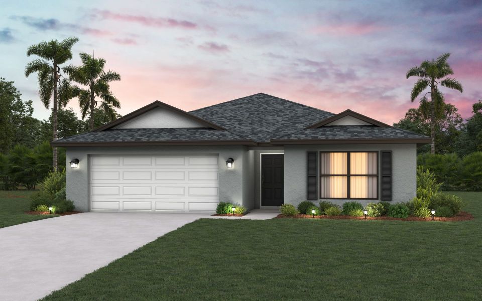 Front exterior of a new home in Palm Bay Spot Lots, Palm Bay, FL, highlighting curb appeal (Image 18).