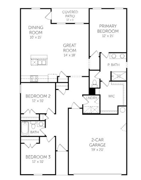 2D floor plan layout for the Retreat - Single Family Homes by Dream Finders Homes in Riverlake, Supply, NC (Image 4).
