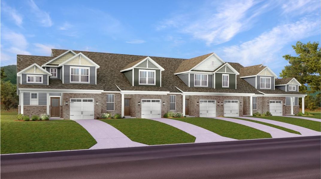 Front exterior of a new home in Honey Farms: Cottage Collection, Columbia, TN, highlighting curb appeal (Image 1).