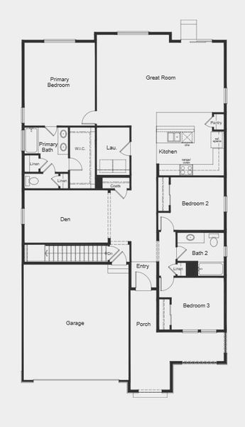 2D floor plan layout for the Plan 1818 by KB Home in Murphy Creek Reserve, Aurora, CO (Image 5).