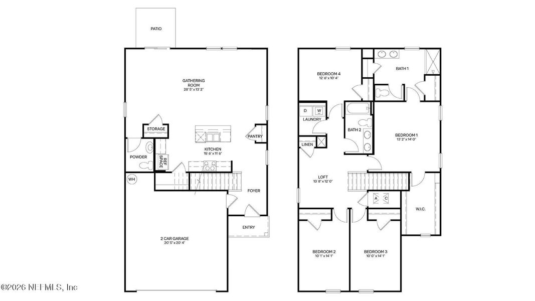 2D floor plan layout of this home in The Arbors, Jacksonville, FL (Image 3).