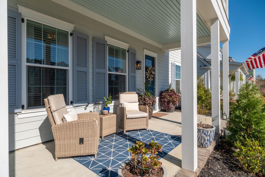 Exterior details and patio area of a home in Midtown at Nexton, Summerville (Image 4). Exterior details and patio area of a home in Midtown at Nexton, Summerville (Image 4).