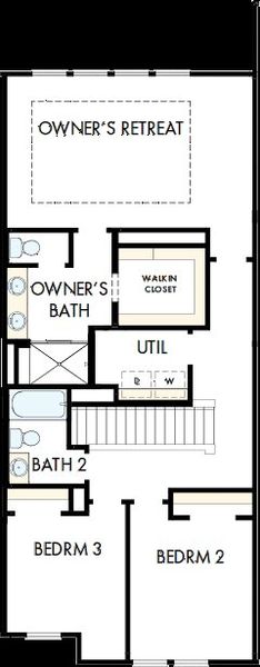 2D floor plan layout of this home in North Creek Village - Townhomes, Huntersville, NC (Image 3).