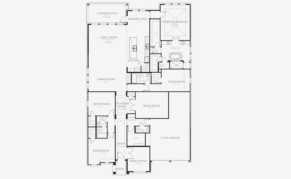 2D floor plan layout for the 3094W by Perry Homes in Juniper Springs 60', Lockhart, TX (Image 3). 2D floor plan layout for the 3094W by Perry Homes in Juniper Springs 60', Lockhart, TX (Image 3).