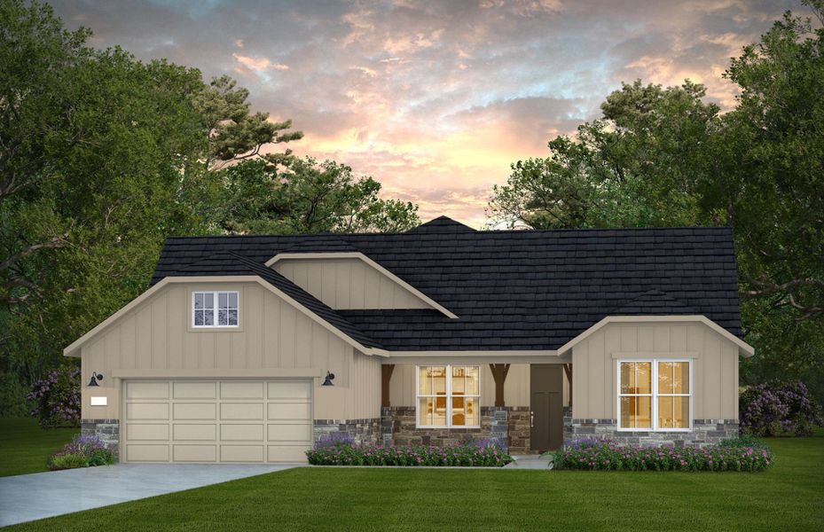 Representative exterior photo of a completed home built from the Stellar by Del Webb in Del Webb Sugar Land at Ryehill, Rosenberg, TX (Image 9).