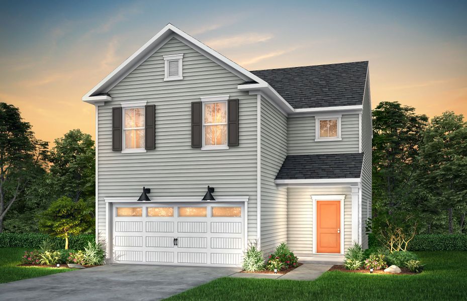 Front exterior of a new home in Parkside Crossing, Charlotte, NC, highlighting curb appeal (Image 12).