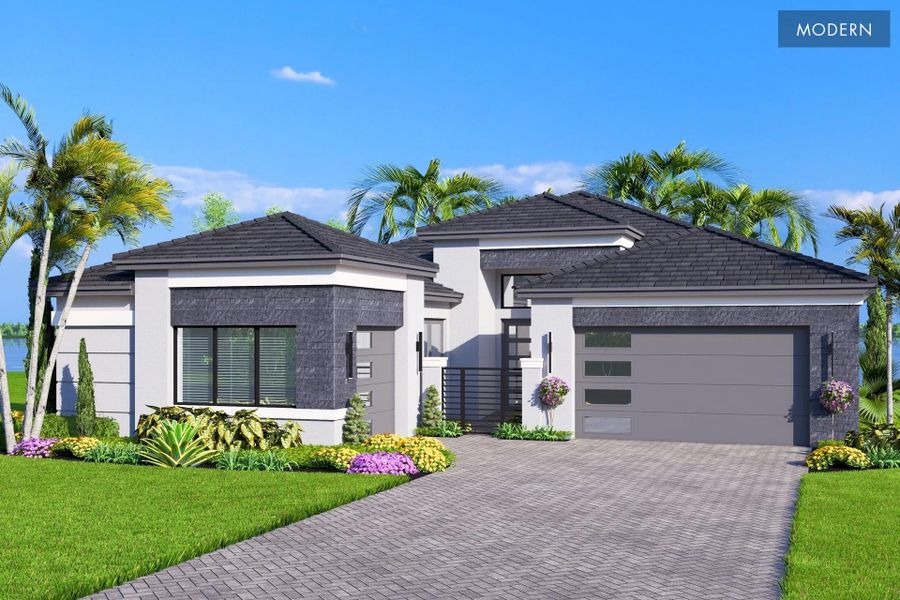 Representative exterior photo of a completed home built from the Elena II by GL Homes in Valencia Vista at Riverland, Port St. Lucie, FL (Image 11). Representative exterior photo of a completed home built from the Elena II by GL Homes in Valencia Vista at Riverland, Port St. Lucie, FL (Image 11).