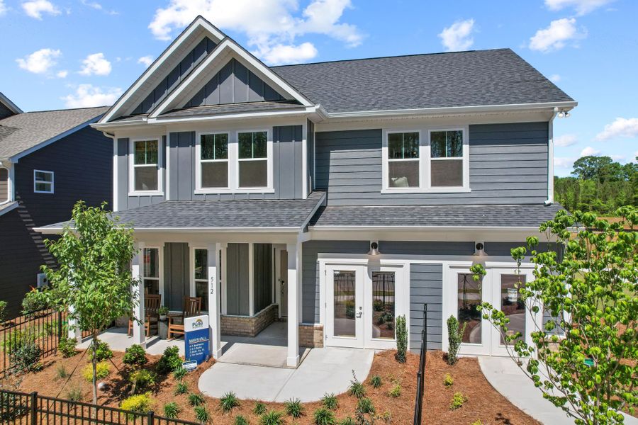 Representative exterior photo of a completed home built from the Marshall by Pulte Homes in Michaux Gardens, Belmont, NC (Image 28). Representative exterior photo of a completed home built from the Marshall by Pulte Homes in Michaux Gardens, Belmont, NC (Image 28).