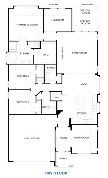2D floor plan layout for the Concept 2065 by Risewell Homes in Silo Mills - Select Series, Joshua, TX (Image 3).