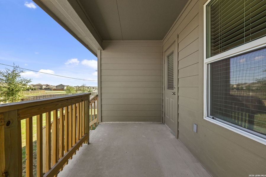 Exterior details and patio area of a home in Redbird Ranch, San Antonio (Image 17).
