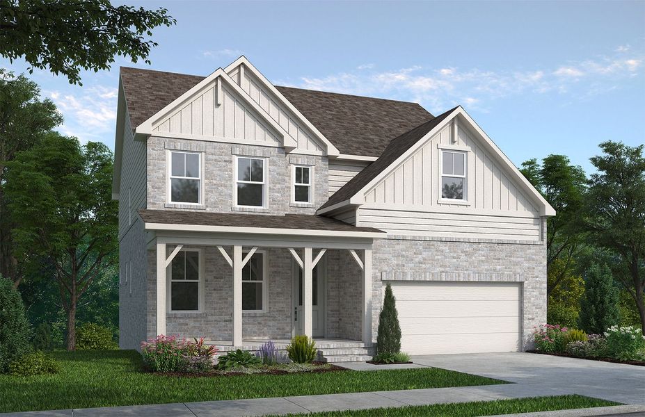 Representative exterior photo of a completed home built from the The Hickory F w/ Basement by Davidson Homes LLC in Fern Hollow, Buford, GA (Image 1). Representative exterior photo of a completed home built from the The Hickory F w/ Basement by Davidson Homes LLC in Fern Hollow, Buford, GA (Image 1).