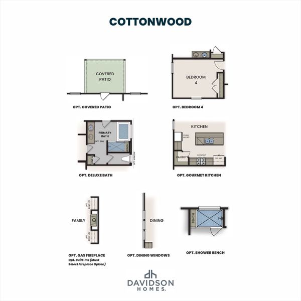 2D floor plan layout for the The Cottonwood E by Davidson Homes LLC in Woods Crossing, Gallatin, TN (Image 3).