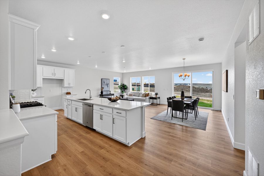Furnished interior view inside a new home in Trailstone, Arvada (Image 3). Furnished interior view inside a new home in Trailstone, Arvada (Image 3).